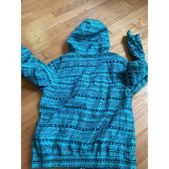 Zine women's teal athletic aztec full zip hooded windbreaker jacket size large - Picture 8 of 8